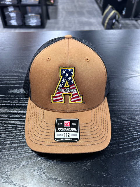 Richardson 112 Camel/Black American Flag Block A Hat