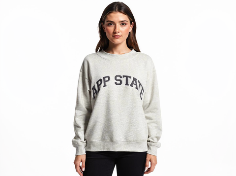 App State Applique Mock Neck Crew